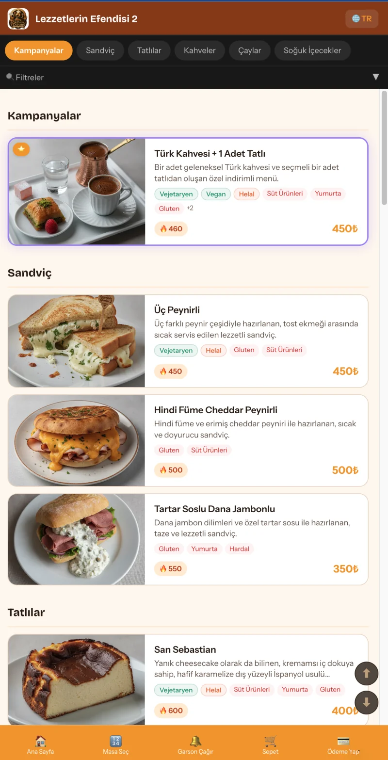 Mobilde bar menüsü